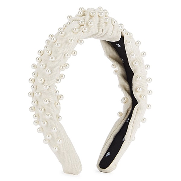 Ivory embellished canvas headband from Lele Sadoughi