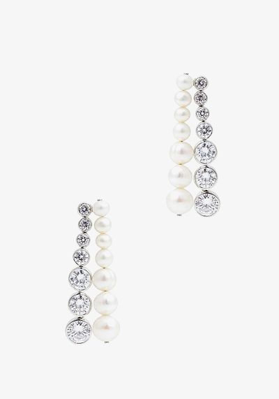 Crystal and Pearl Drop Earrings from Completedworks