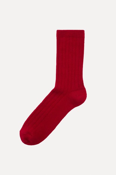 Cashmere Blend Ribbed Ankle High Socks from Marks & Spencer