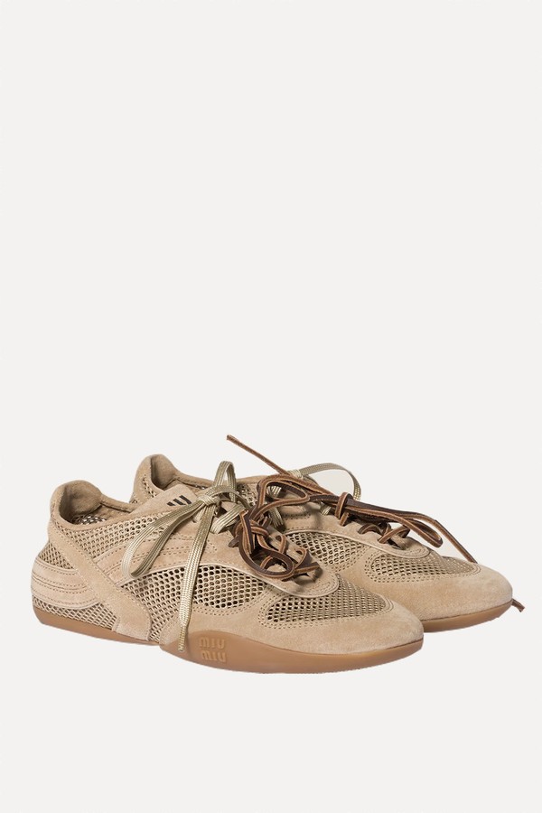 Gymnasium Mesh & Suede Sneakers from Miu Miu