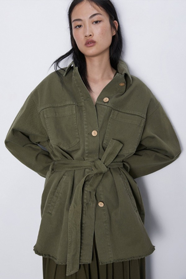 Belted Khaki Jacket from Zara