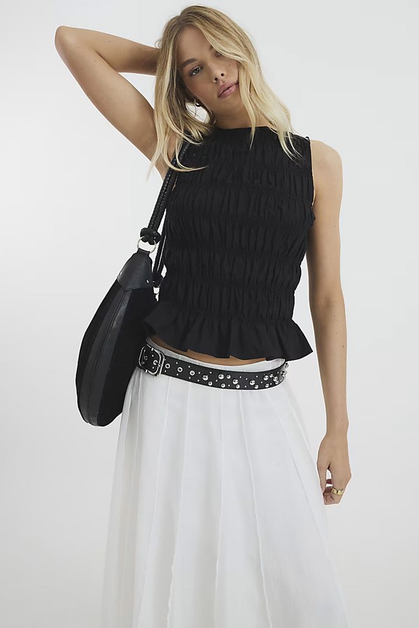 Sleeveless Shirred Tank Top from River Island