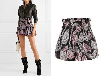Ewell Shirred Printed Silk-Georgette Shorts from Isabel Marant