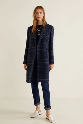 Checked Structured Coat from Mango