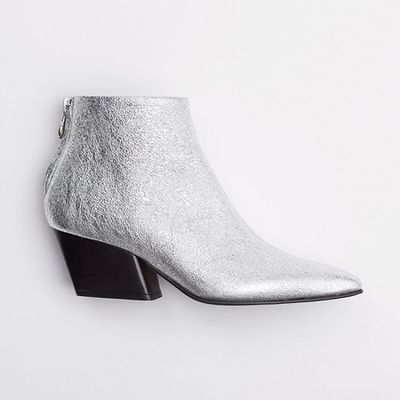 Metallic Ankle Boot With Block Heel 