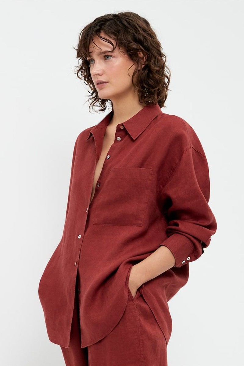 100% Linen Long-Sleeved Shirt from Oysho