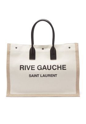 Rive Gauche Logo-Printed Linen-Blend Tote Bag from Saint Laurent