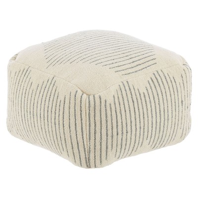 Cream Stripe Embroidered Pouf