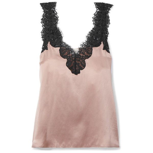 The Leia Lace-Trimmed Silk-Charmeuse Camisole from Cami NYC