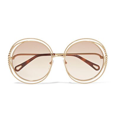 Oversized Round-Frame Gold-Tone Sunglasses from Chloé