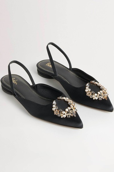 Embellished Satin Slingbacks