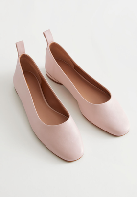 Almond Toe Leather Ballerina Flats