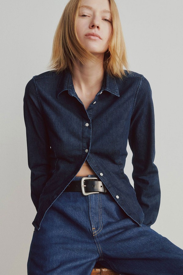Denim Fitted Crop Shirt from Gap