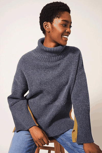 Wool Blend Roll Neck Split Hem Jumper from White Stuff