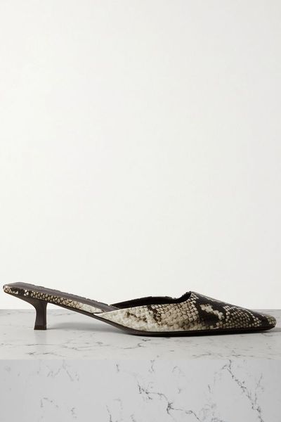 Mira Snake-Effect Leather Mules from ST. AGNI