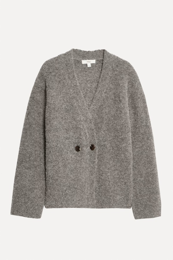 Bouclé V-Neck Button Front Cardigan from Marks & Spencer