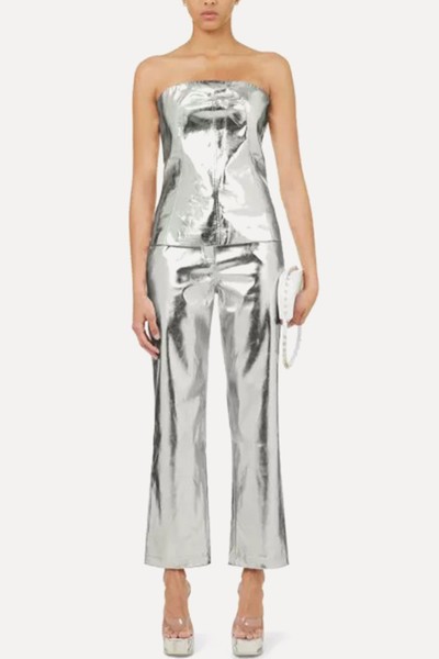 Bandeau Metallic Faux-Leather Top from Amy Lynn