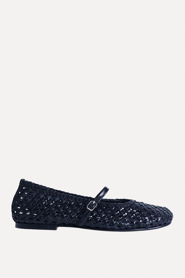 Bobbi Leather Woven Ballet Flats from Topshop