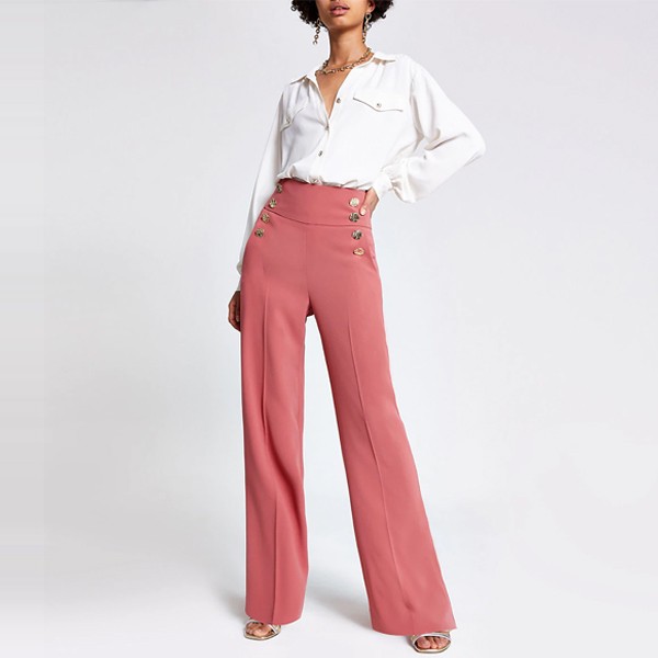 Dark Pink Wide Leg Trousers