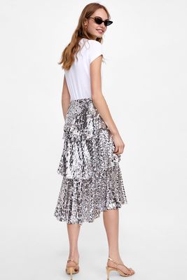 Sequinned Ruffled Skirt from Zara