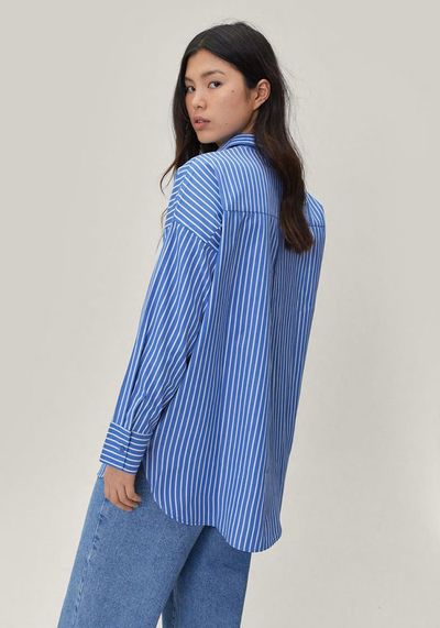 Stripe Seersucker Oversized Boyfriend Shirt