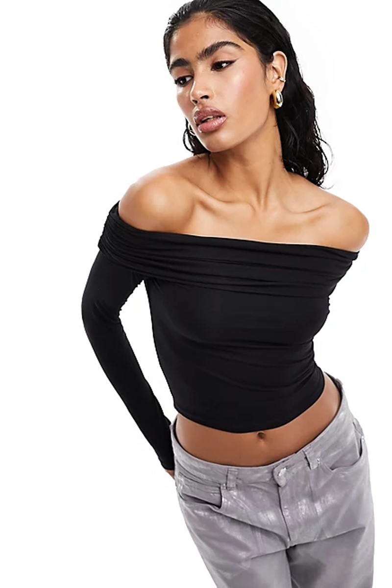 Slinky Bardot Long Sleeve Top from Asos