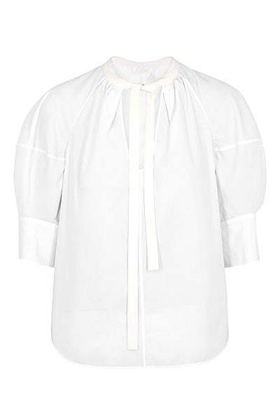 White Puff-Sleeve Poplin Top from Chloe