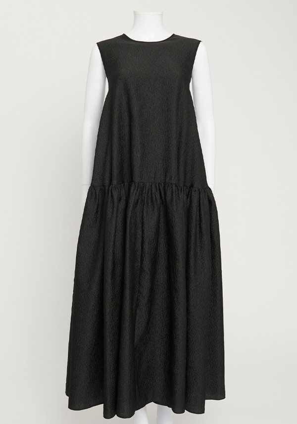Black Silk Rose Jacquard Puffy Maxi Dress from Cecilie Bahnsen