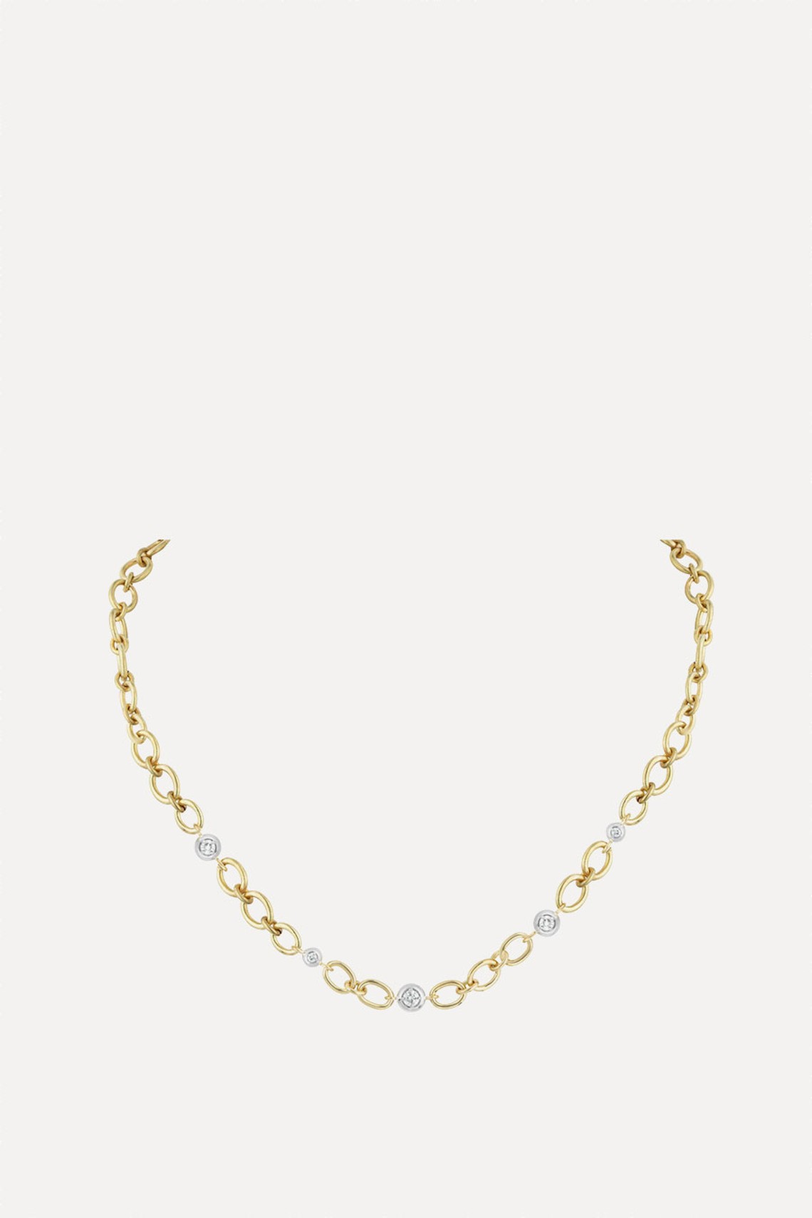 Oval Link Chain With Five Diamond Donuts