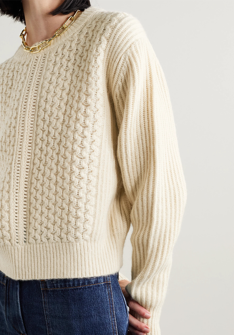 Ribbed & Cable-Knit Cotton-Blend Sweater from See By Chloé