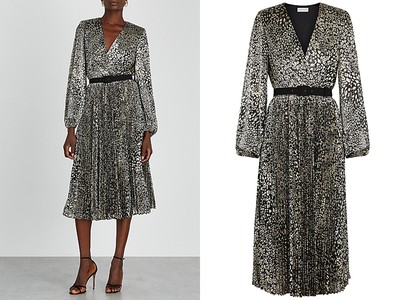 Vienna Leopard-Print Fine-Knit Midi Dress from Rebecca Vallance