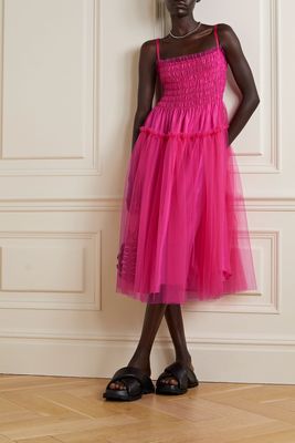 Shirred Layered Tulle Midi Dress from Molly Goddard