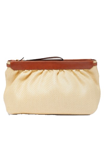 Luz Leather Trim Faux Raffia Clutch Bag from Isabel Marant