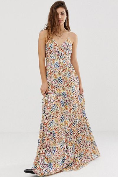 Rosy Ditsy Floral Maxi Dress