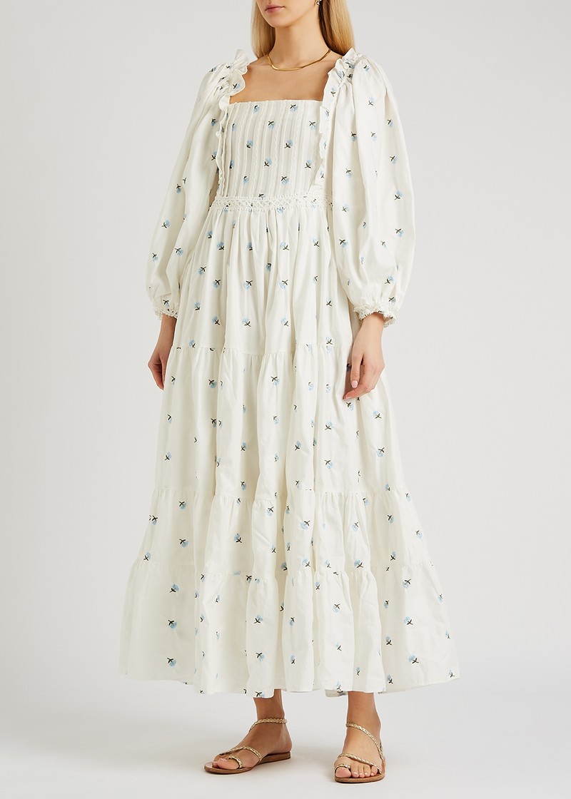 Daphne Floral-Embroidered Cotton Maxi Dress from Lug Von Siga