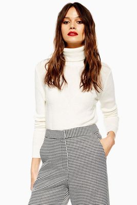 Cropped Roll Neck Jumper with Cashmere