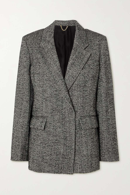 Double-Breasted Herringbone Wool-Blend Tweed Blazer  from Victoria Beckham