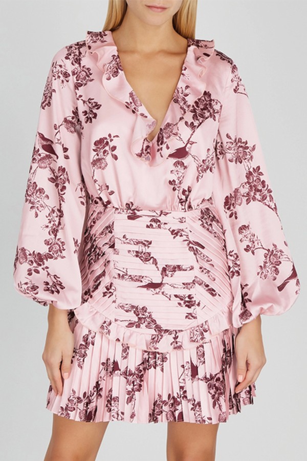 Belle Floral-Print Satin Mini Dress from Keepsake