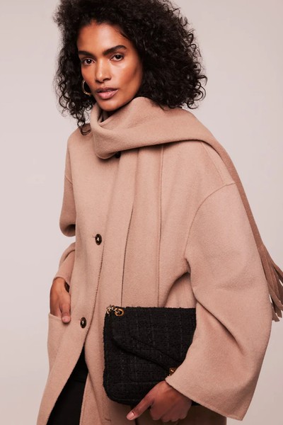 Camel Wool Blend Scarf Coat from Mint Velvet 