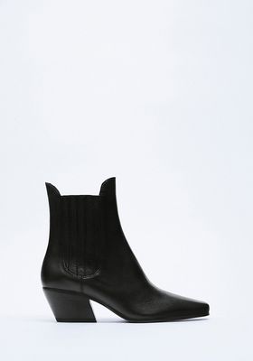 Leather Ankle Cowboy Boots from Zara