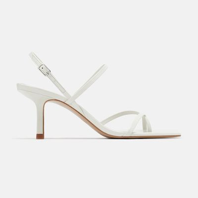 Mid-Heel Strappy Leather Sandals from Zara