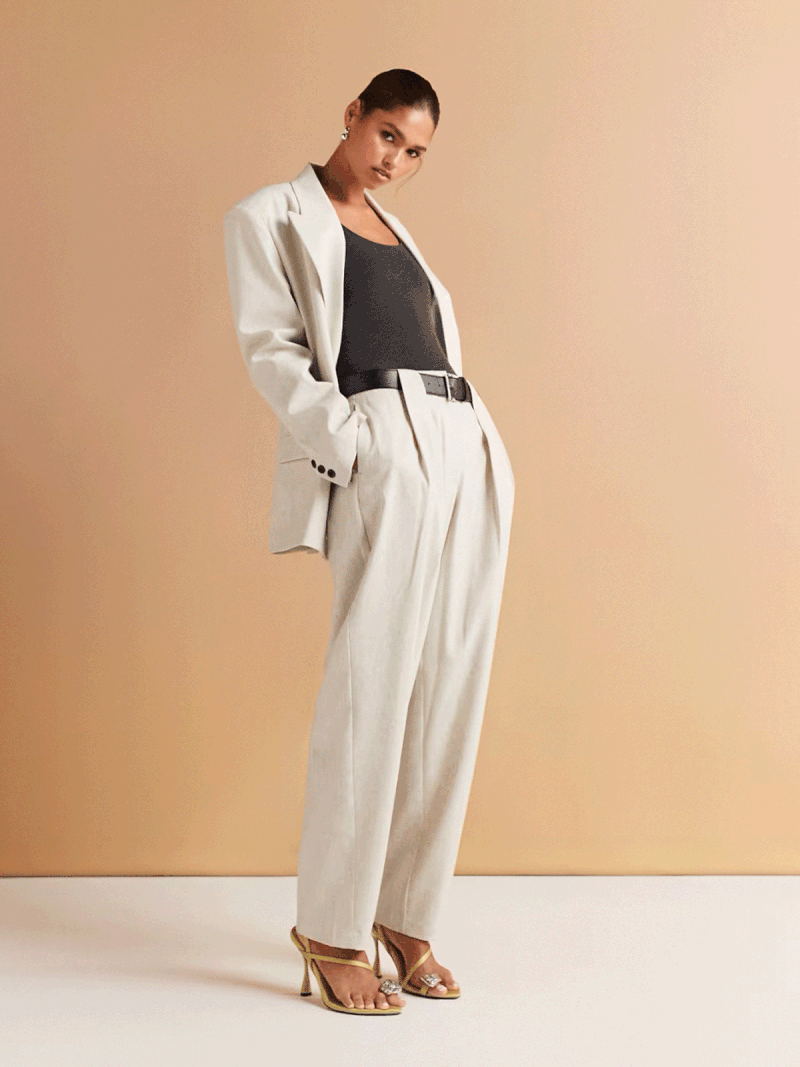 Tailored Textured Barrel Leg Trousers With Belt from ASOS DESIGN