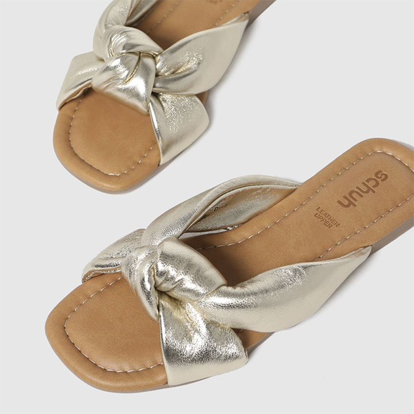 Gold Tiara Leather Knot Sandals