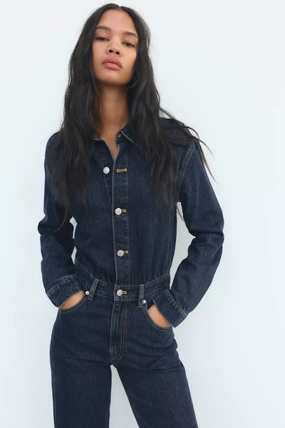 TRF Wide Leg Denim Jumpsuit