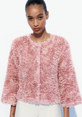 Textured Jacket With Beading