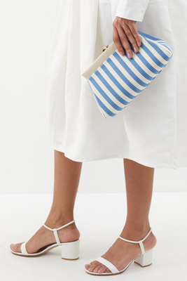 Cannes Striped Canvas Clutch Bag from DeMellier
