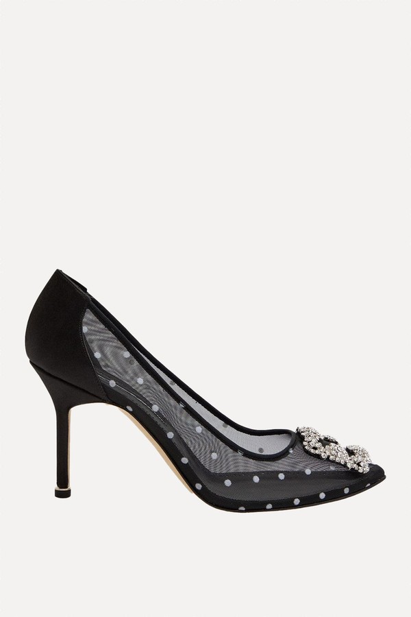 Hangisi 90 Polka-Dot Mesh Pumps from Manolo Blahnik