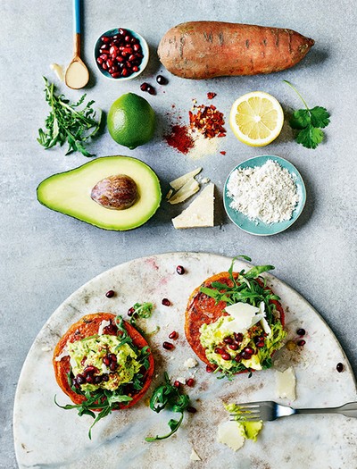 Sweet Potato Burgers With Smashed Avocado