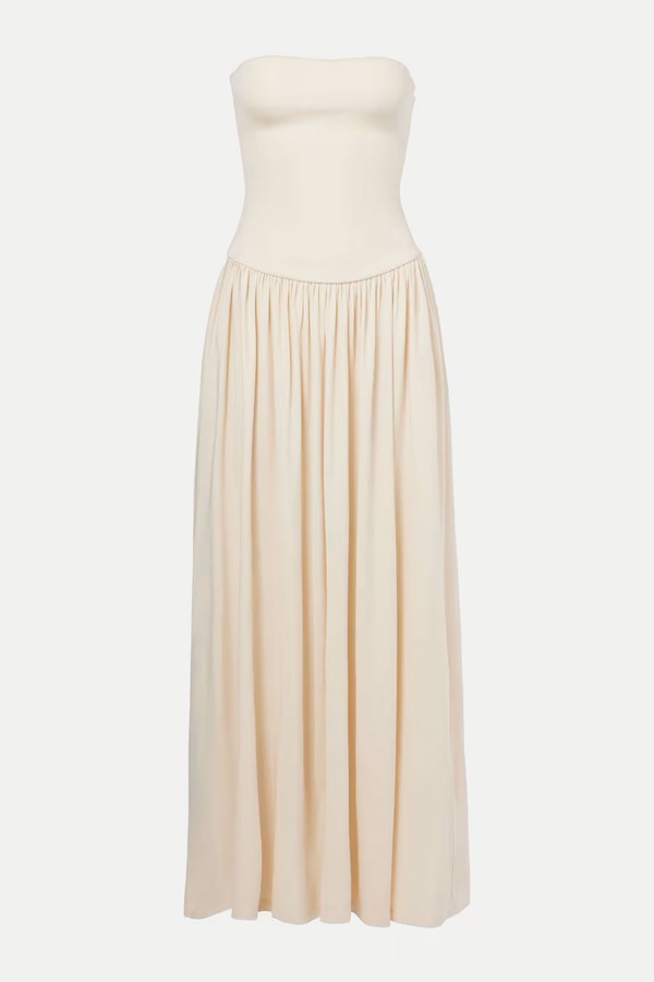 Dia Strapless Gathered Midi Dress from Aya Muse
