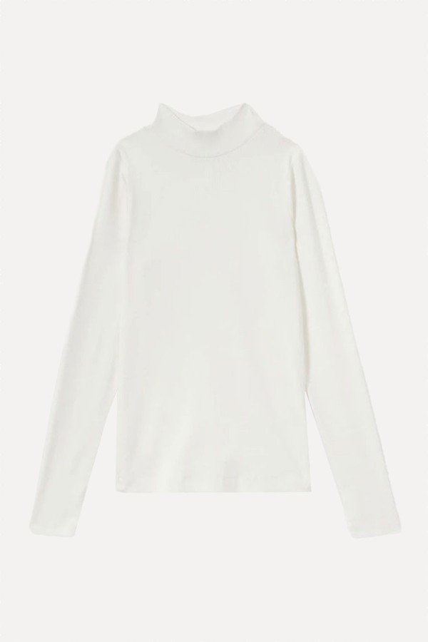 Polly Fine-Ribbed High-Neck Top from Reiss